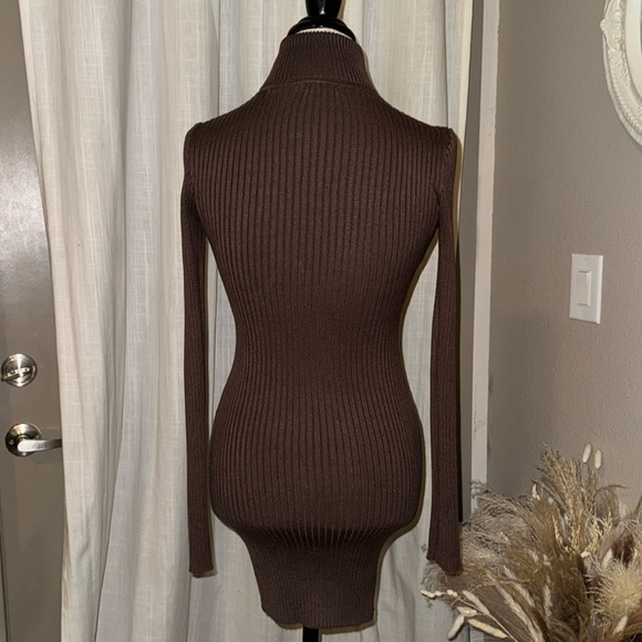 Wild Fable brown ribbed turtleneck longsleeve fitted dress XS​ - Picture 4 of 6